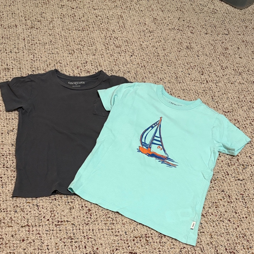 Crewcuts Seafoam Sailboat Tee & Charcoal Pocket Tee Set